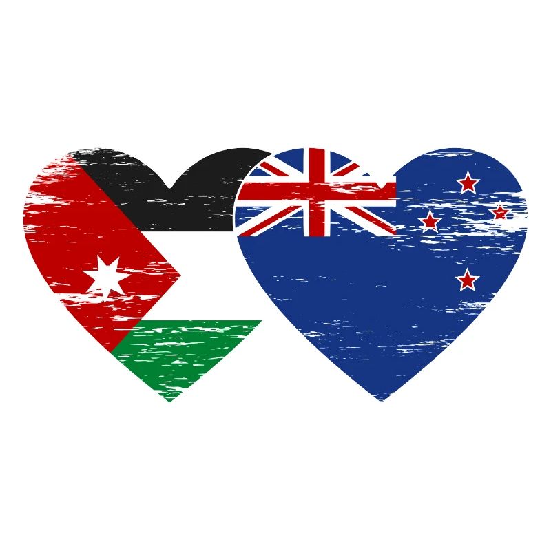 Jordanie Nouvelle-Zélande Drapeau Coeur Utilisé