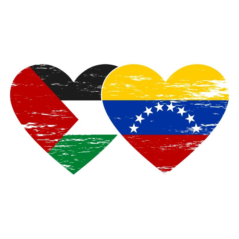 Palestine Venezuela drapeau coeur utilisé