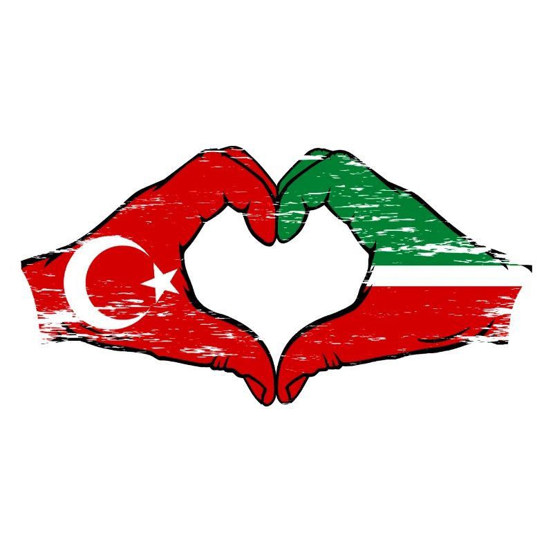 Turquie Tatarstan drapeau mains forme de coeur utilisé
