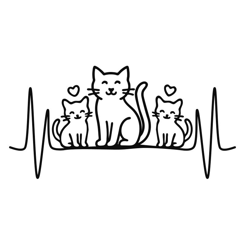 Battement de cœur de chat : motif mignon avec des cœurs