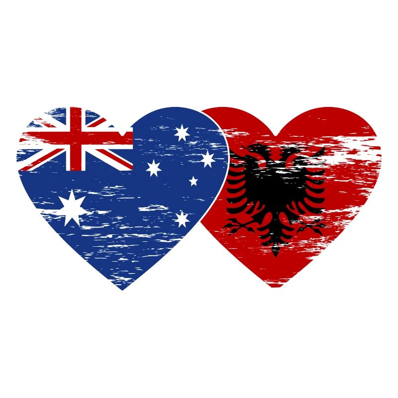 Australie Albanie drapeau coeur utilisé
