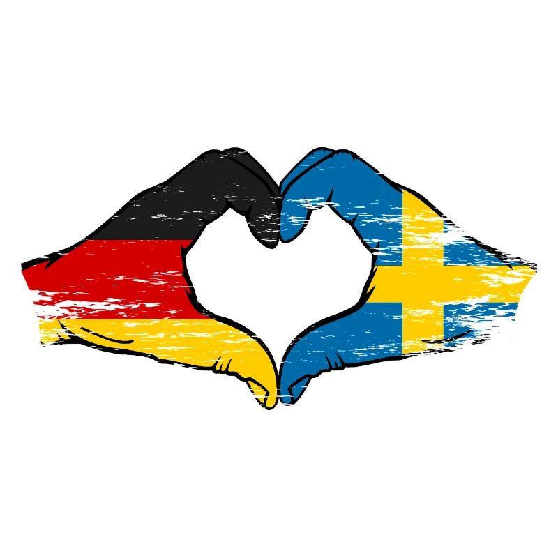 Allemagne Suède Drapeau Mains Coeur Forme Utilisé