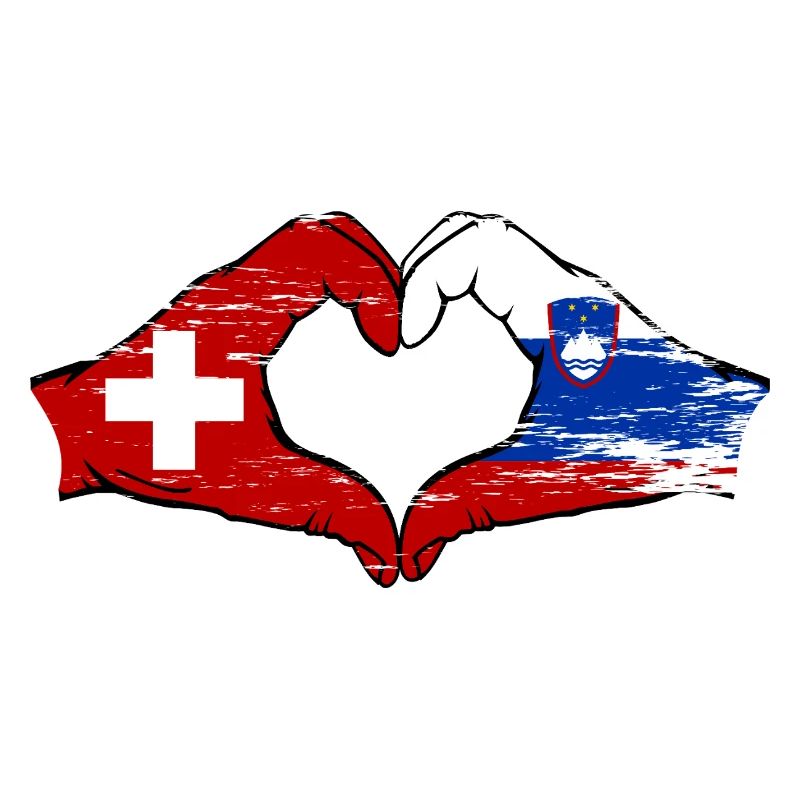 Suisse Slovénie drapeau mains forme de coeur utilisé