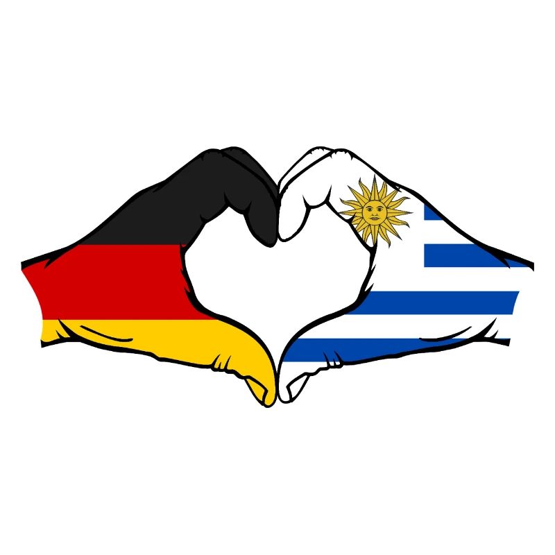 Germany Uruguay Flag Hands Heart Shape