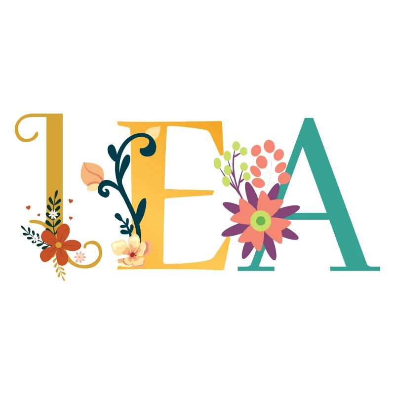 LEA Name Art avec fleurs brodées
