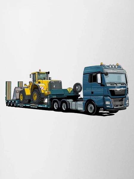 Low-loader with excavator