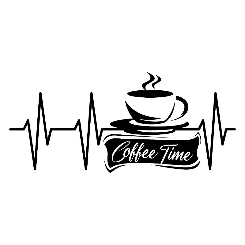 pulse coffee time café coffee logo icon heartbeat