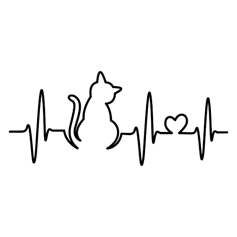 Icônes de traits de dessin de lignes de battement de cœur de chats