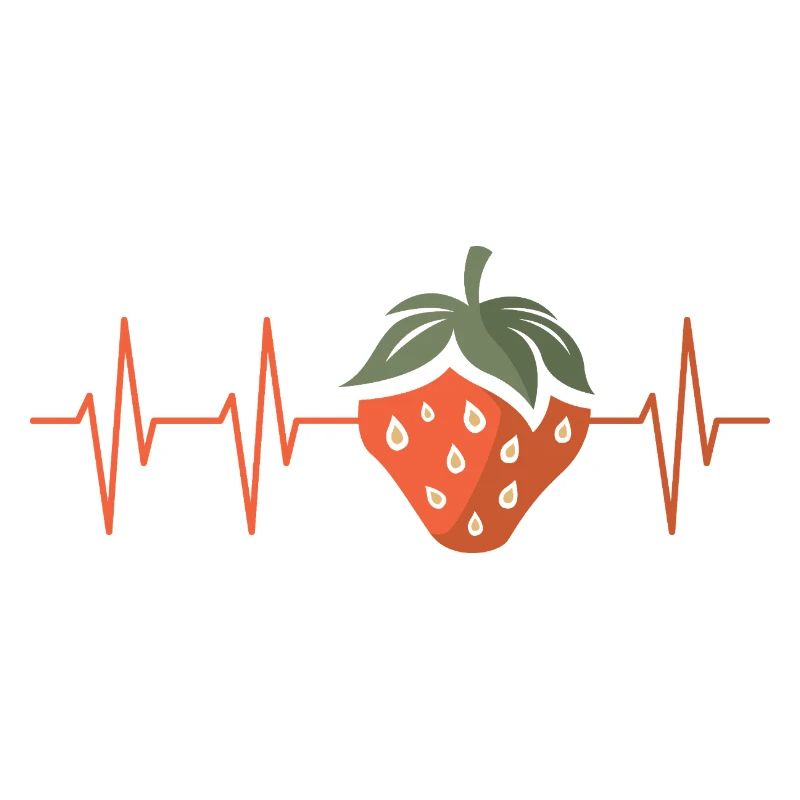 Strawberry with heartbeat in comic style