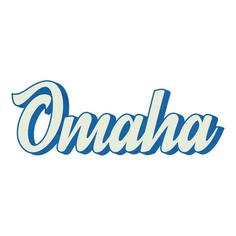 Lettrage Omaha en bleu rétro
