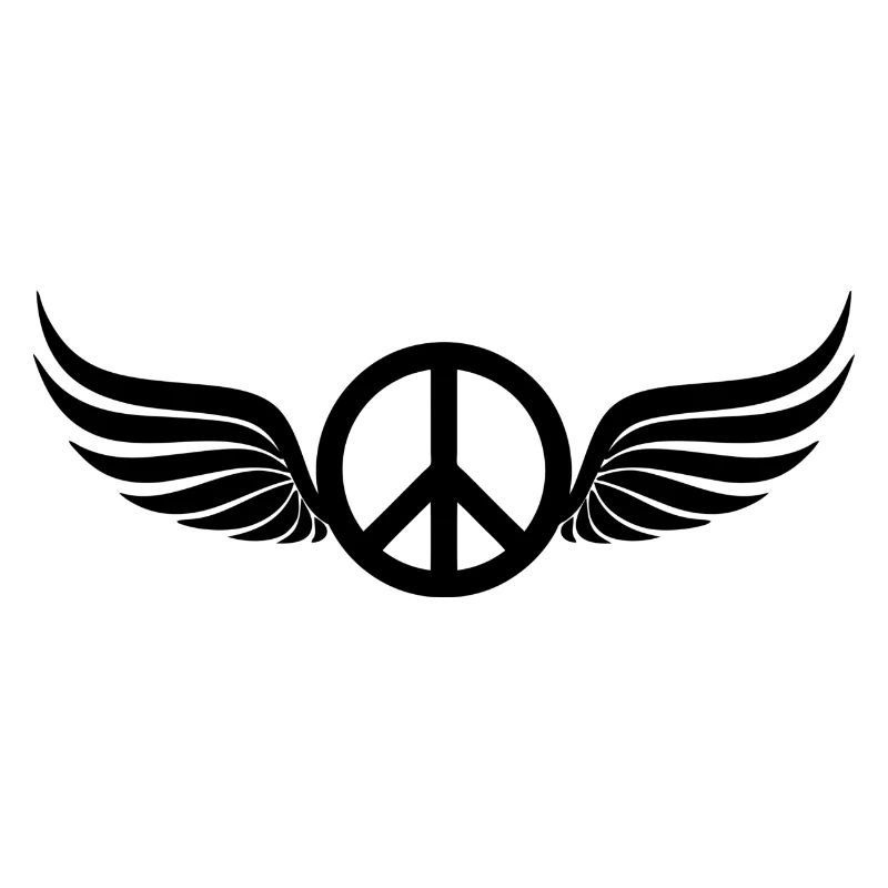 Winged Hippie Black Peace Sign