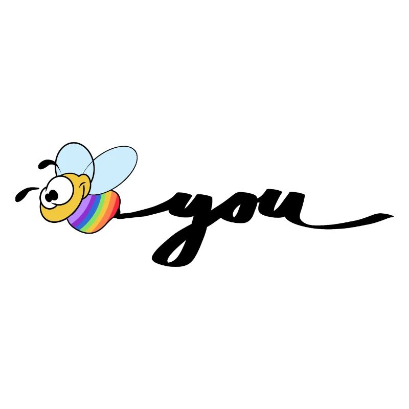 Bee with Rainbow Belly on Black
