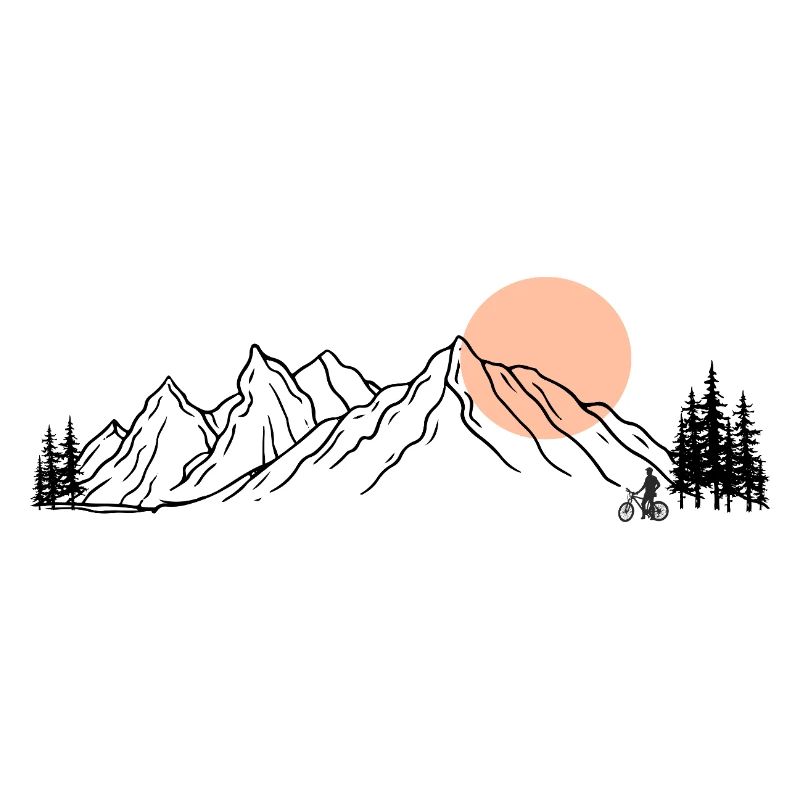 Sunset Ride Line Art auf Schwarz