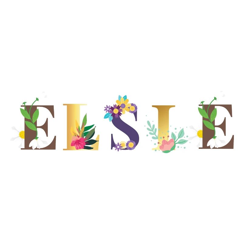 Art du nom ELSIE avec fleurs brodées