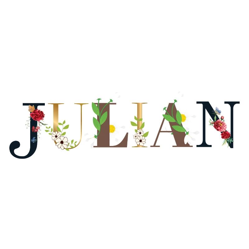 Le nom de JULIAN décoré de fleurs