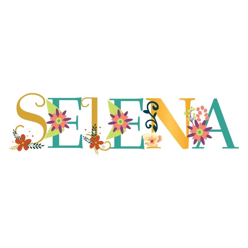SELENA Name Art avec des fleurs brodées