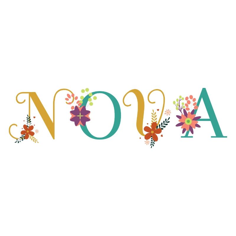 NOVA Name Art avec des fleurs brodées