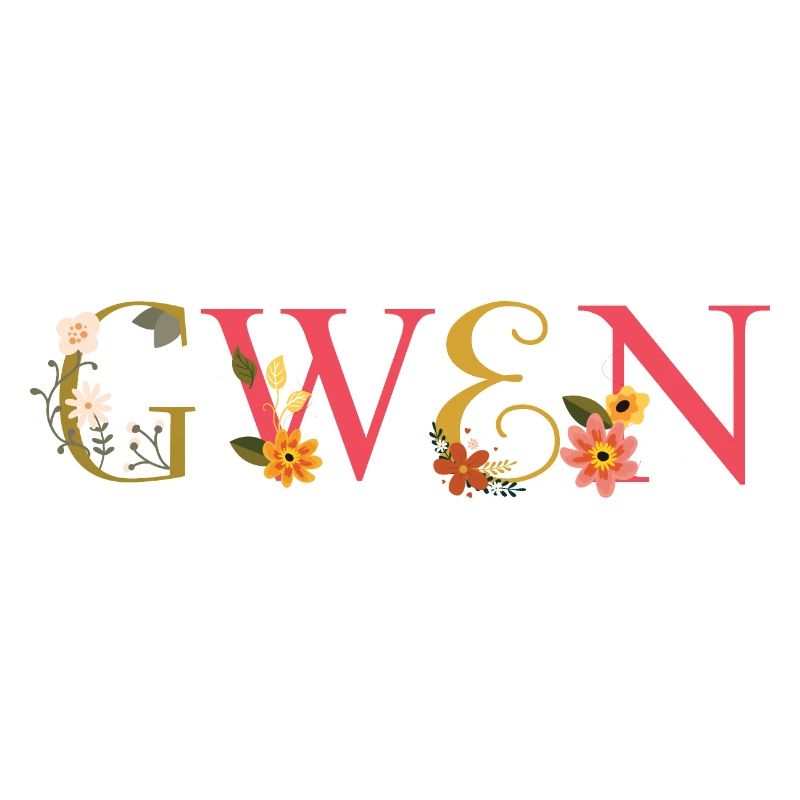 Le nom GWEN est décoré de fleurs