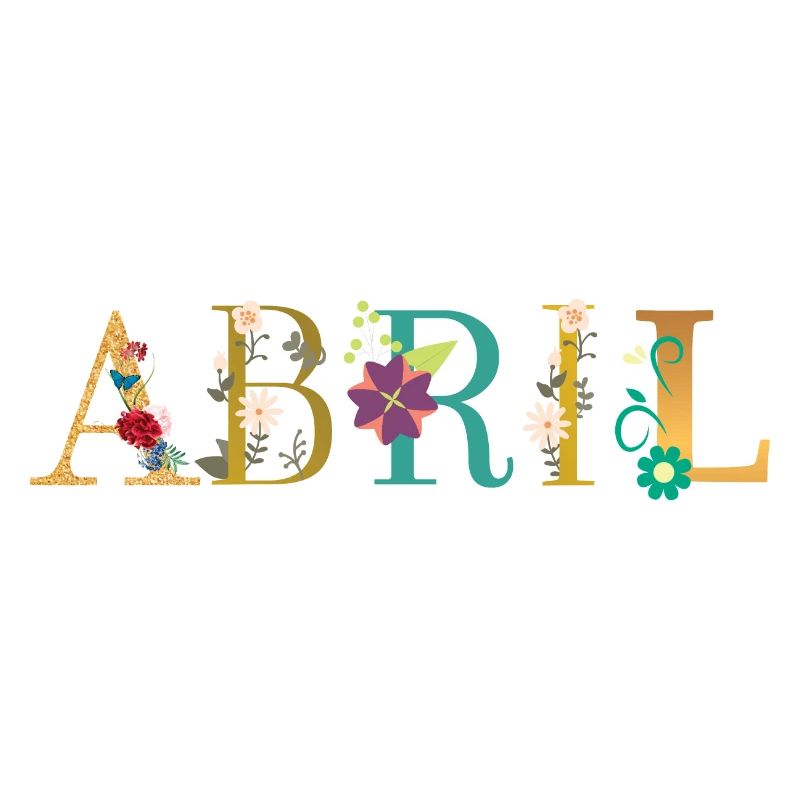 ABRIL Name mit Blumen geschmückt