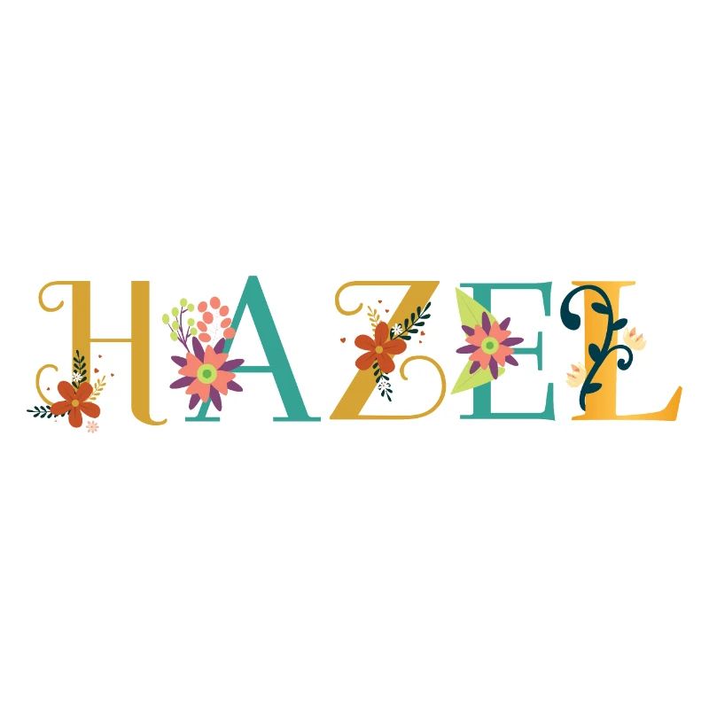 Art du nom HAZEL avec fleurs brodées