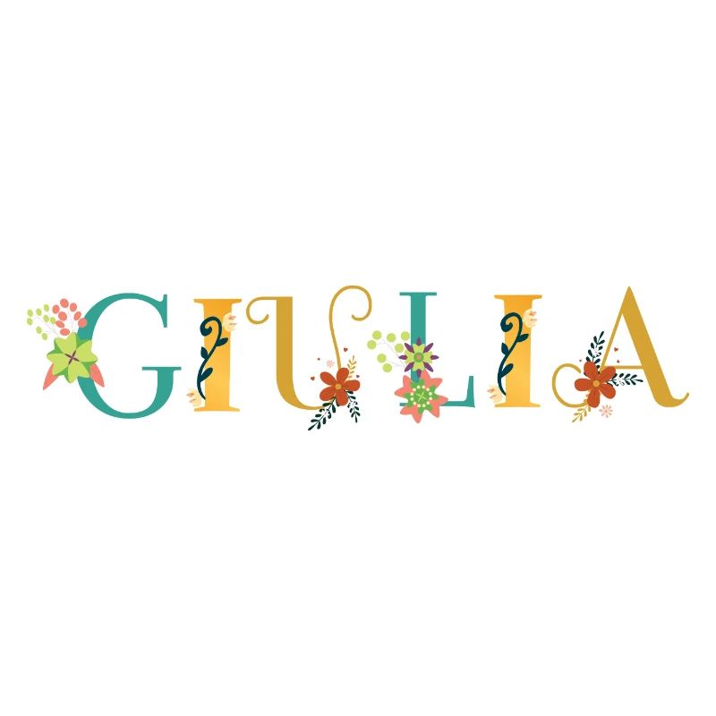 Art du nom GIULIA avec des fleurs brodées