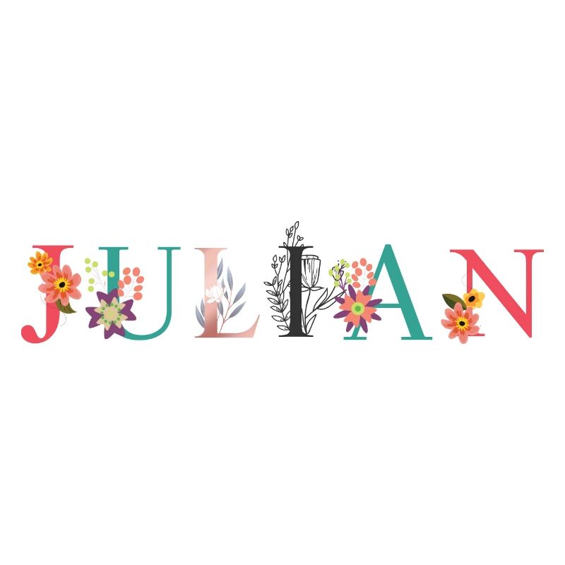 Art du nom JULIAN avec des fleurs brodées