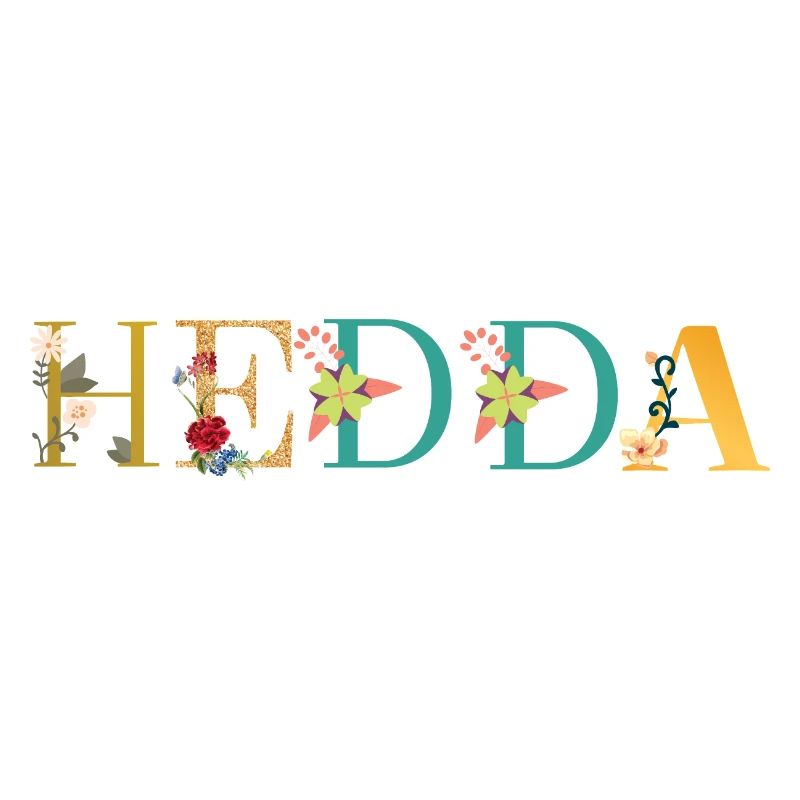 Le nom HEDDA est décoré de fleurs