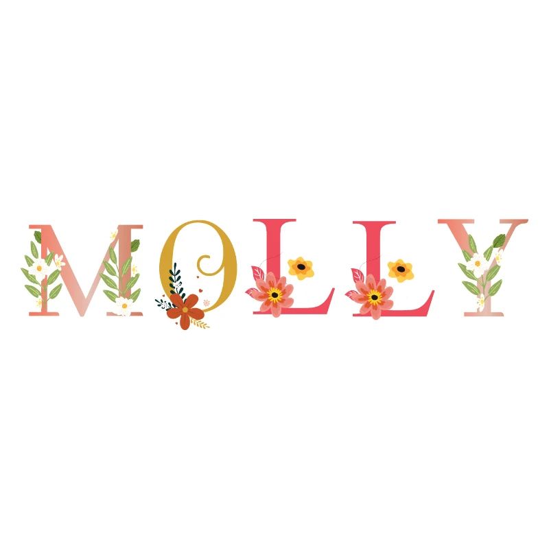 Nom MOLLY décoré de fleurs