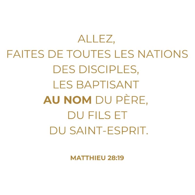 MATTHIEU 28 : 19 - VERSET DE LA BIBLE - Couleur or