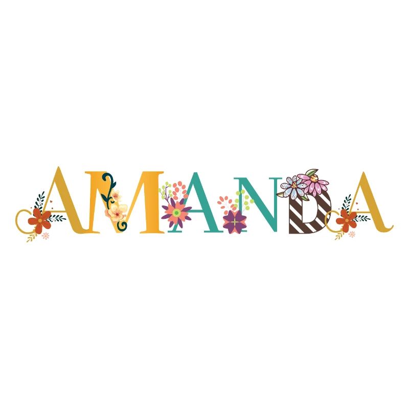 AMANDA Art du nom avec des fleurs brodées