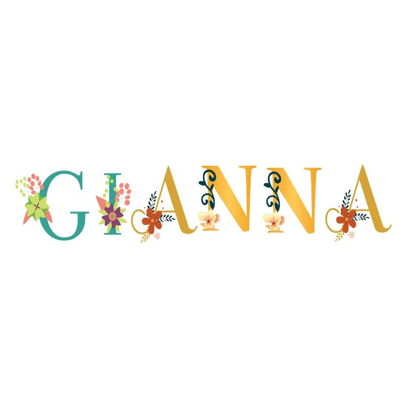 GIANNA Prénom Art avec fleurs brodées