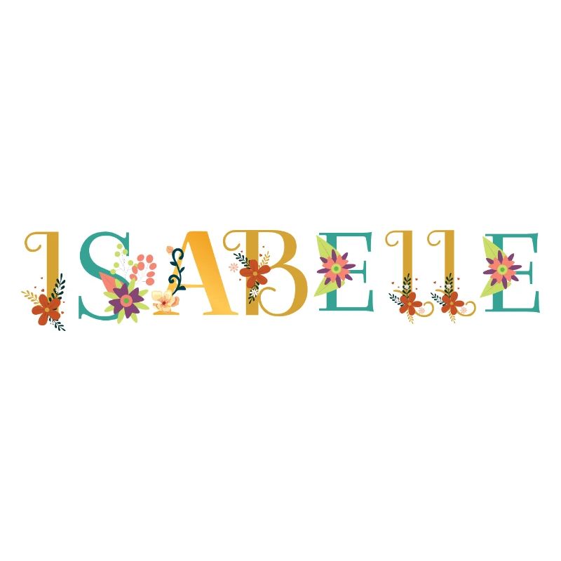 ISABELLE Nom Art avec fleurs brodées