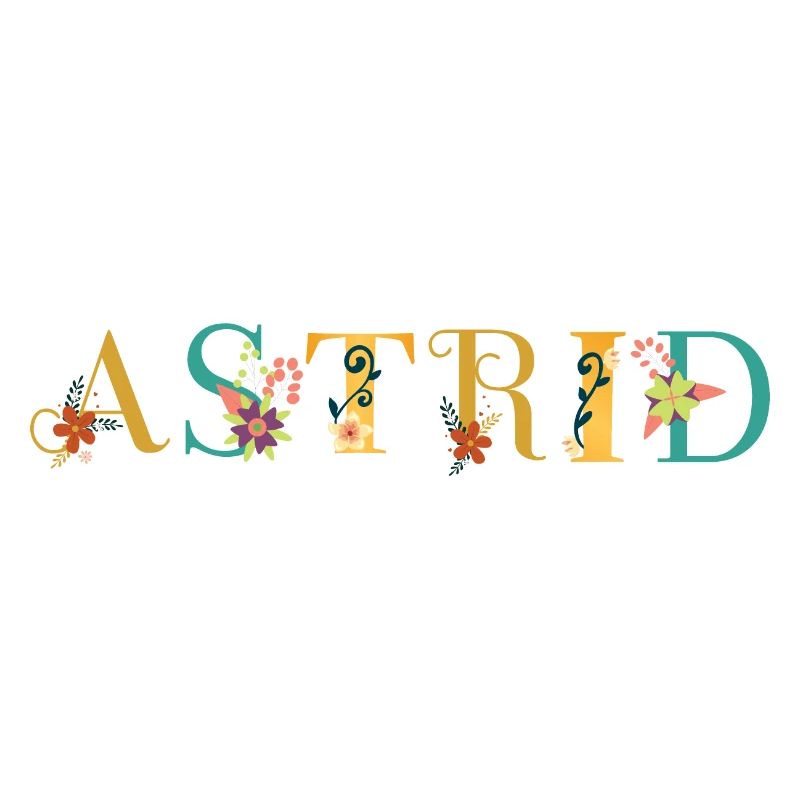 Art du nom ASTRID avec fleurs brodées