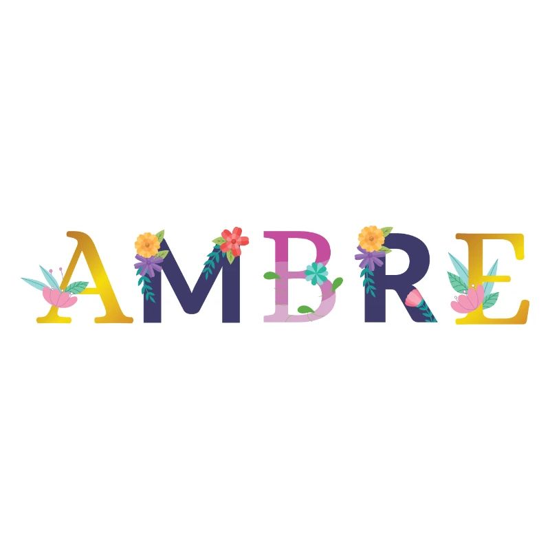 AMBRE Nom Orné de Fleurs