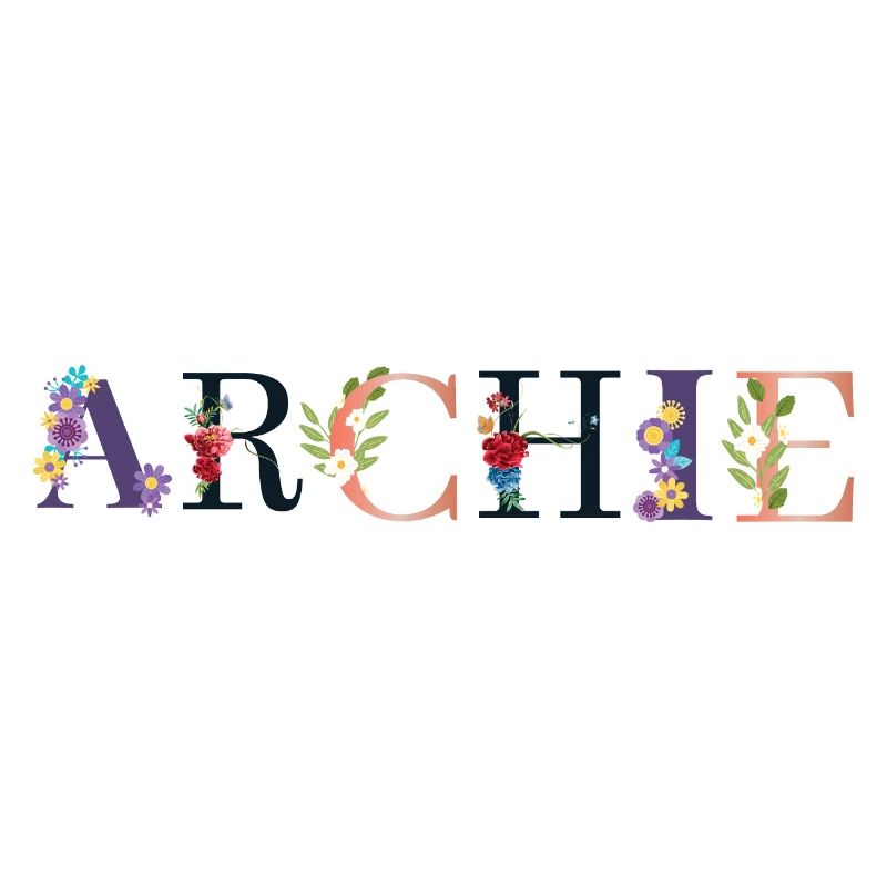 Le nom d’ARCHIE orné de fleurs