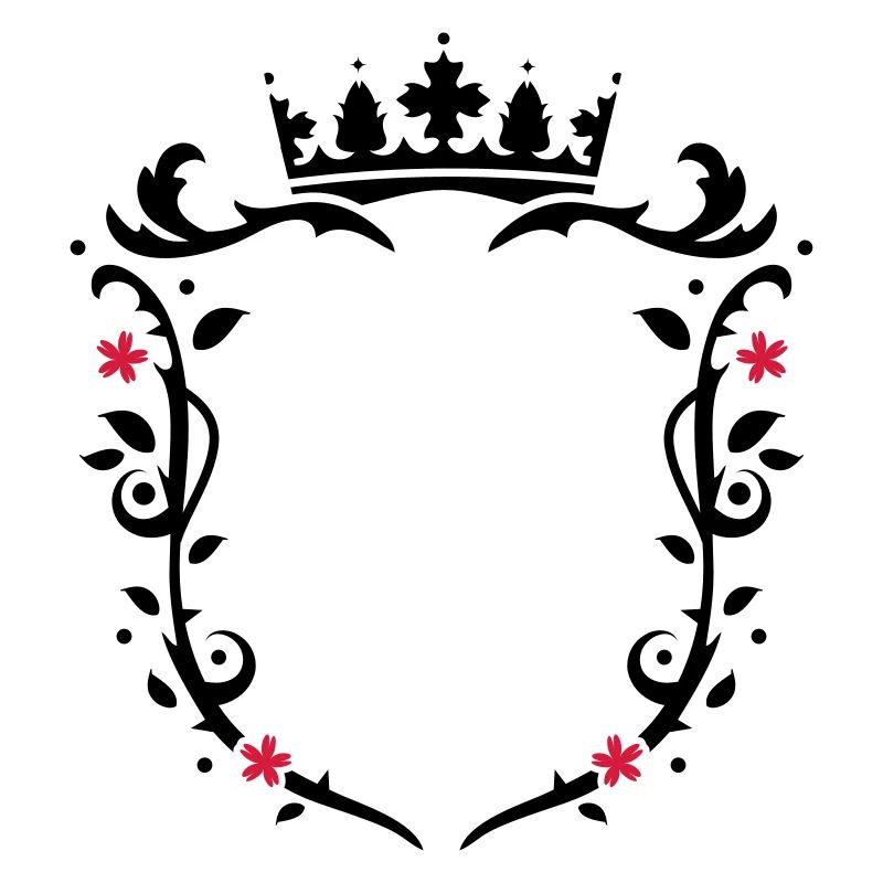 floral emblem with a crown
