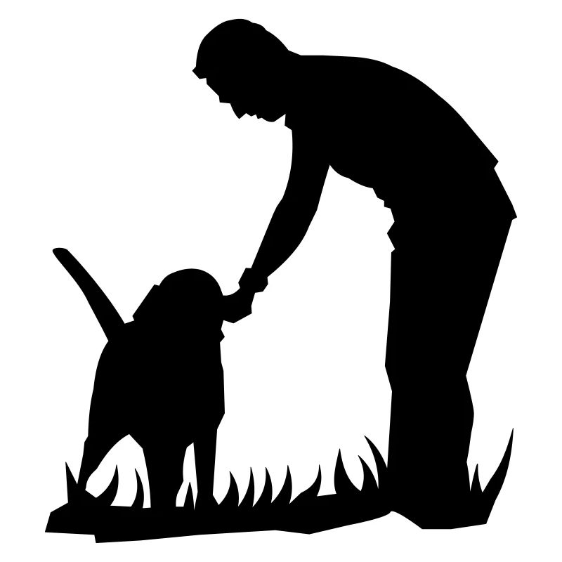 Beste Freunde - Hund und Herrchen Silouette