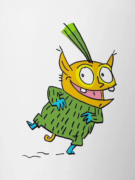 Fröhlicher Monster im Grünen Pullover