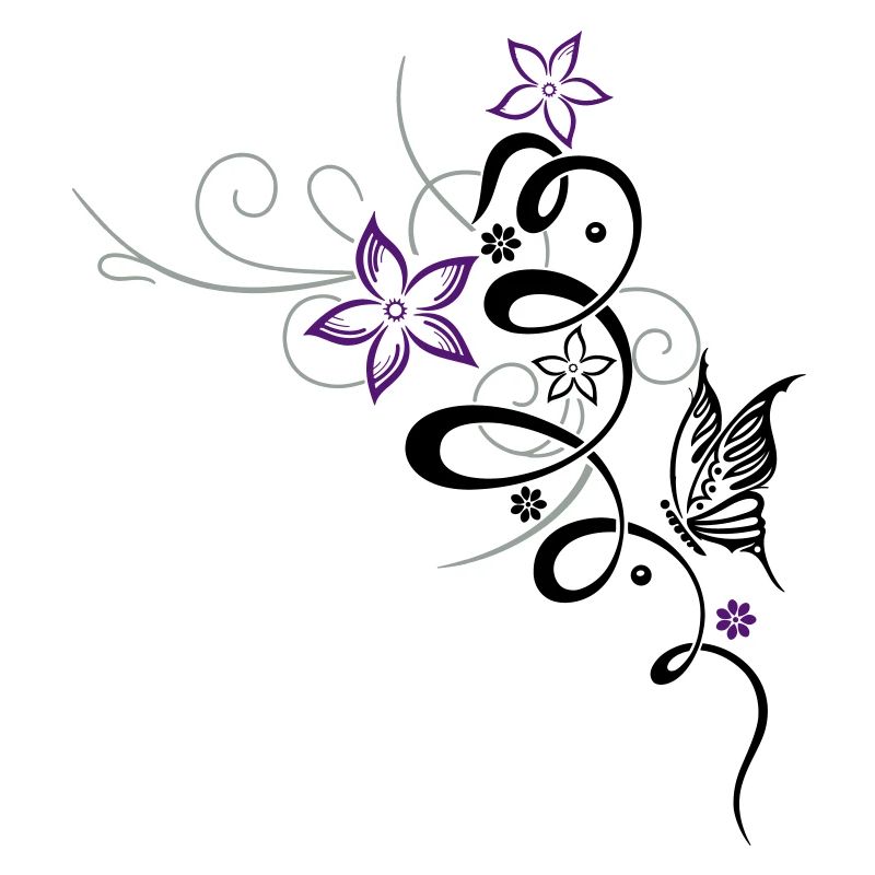 Tribal mit Blumen und Schmetterling
