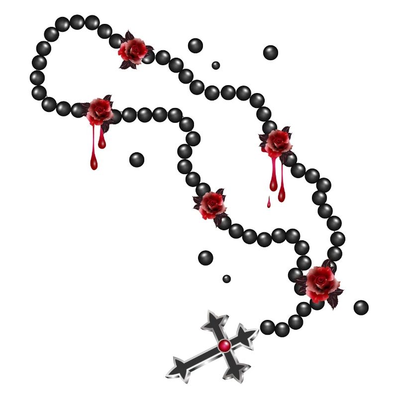 Dessin du chapelet avec perles et roses