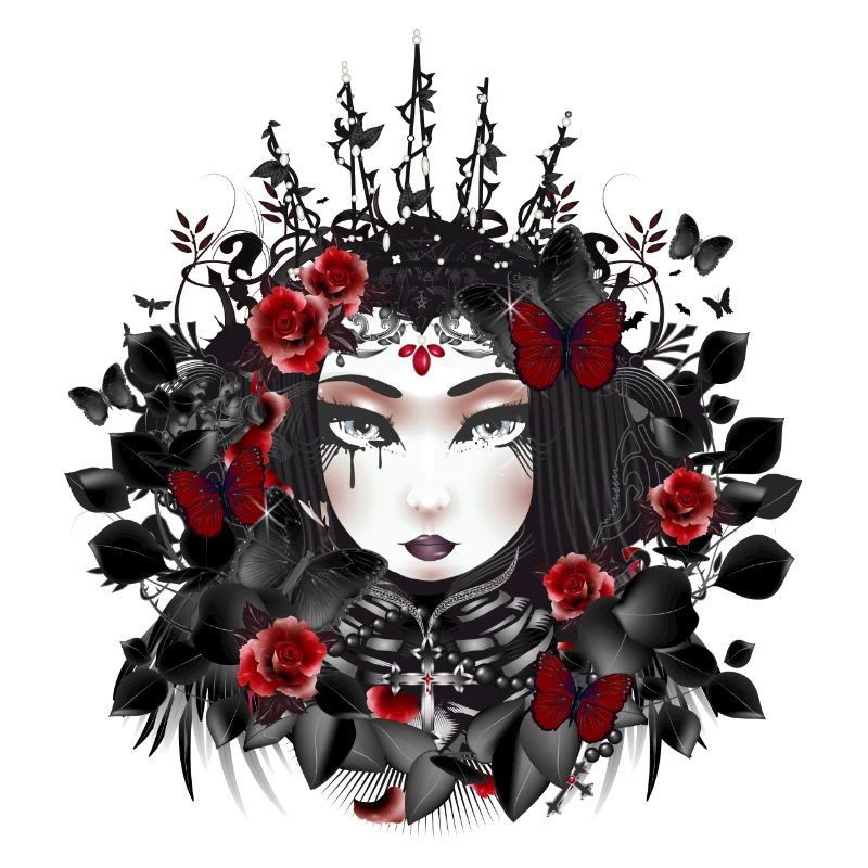 Victorian Gothic queen with crown and roses