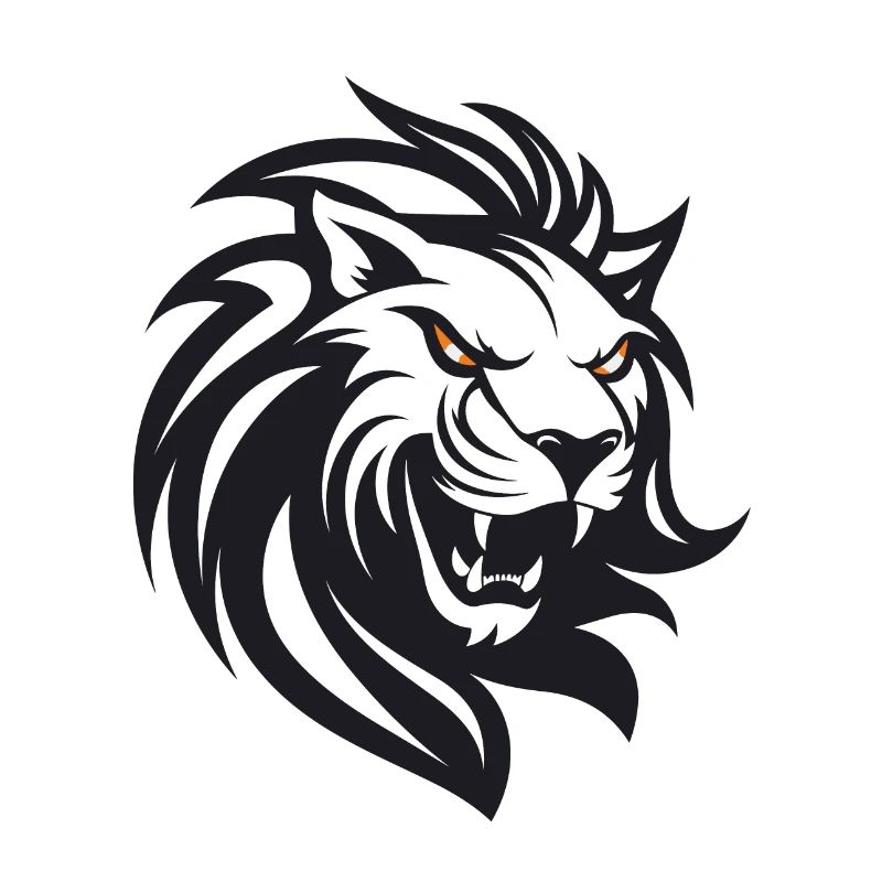 Lion's head in black and white