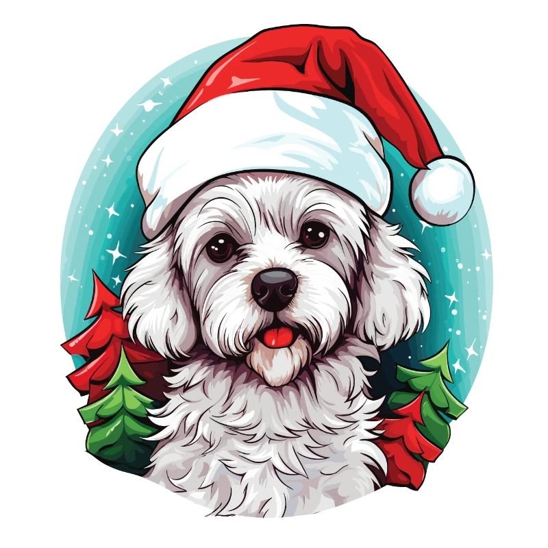 Bichon Dog Celebrating Christmas