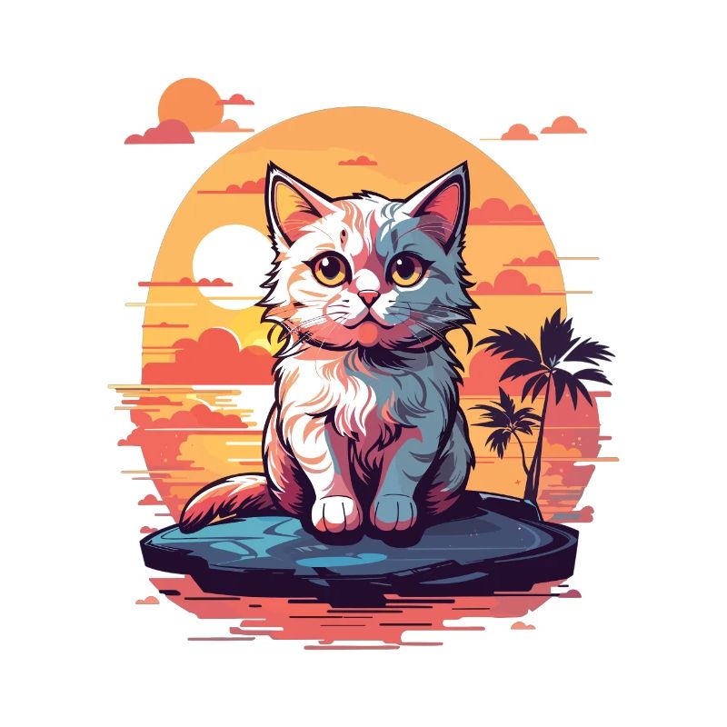 Mignon petit chat au bord de la mer