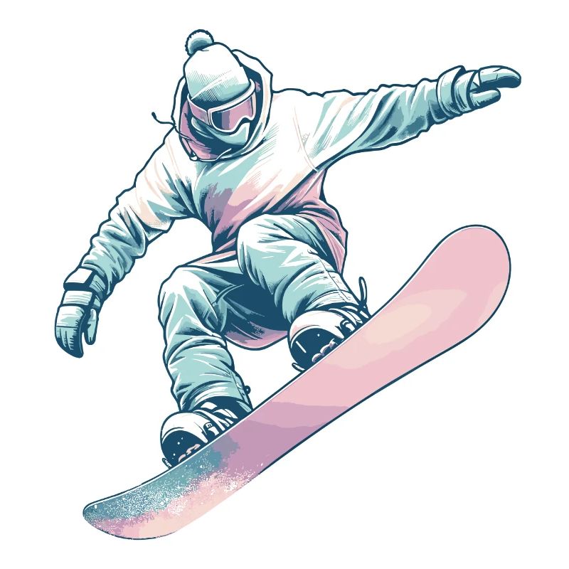 Snowboarder avec des couleurs pastel