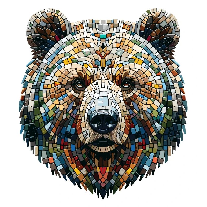Porträt eines Bären im bunten Mosaik