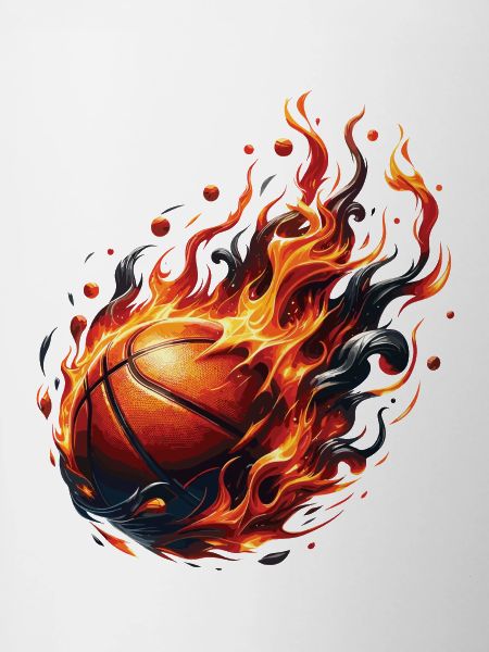 A basketball on fire