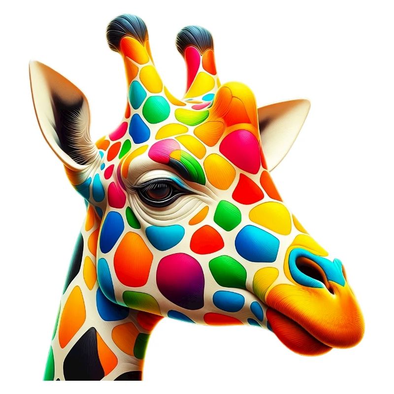 Giraffe colored and painted like Harlequin