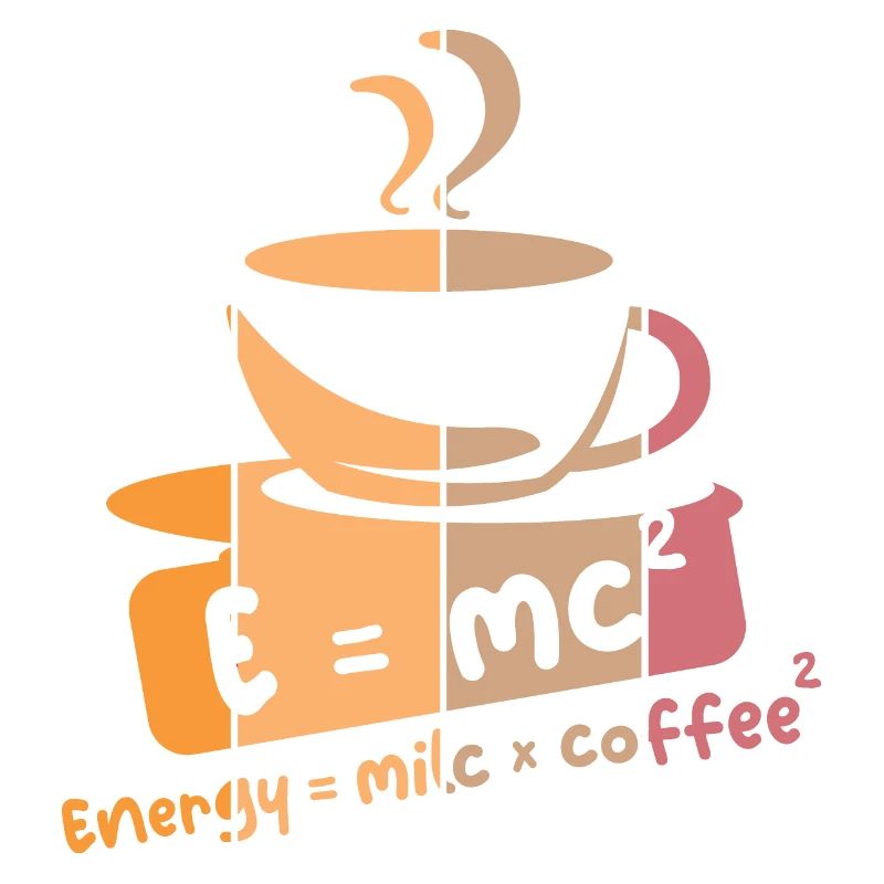 retro coffee funny sayings E=mc2 icon graphic