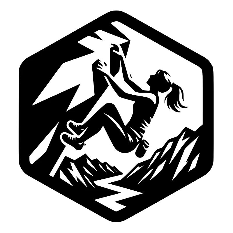 Mädchen klettern bouldern Logo Emblem Alpen